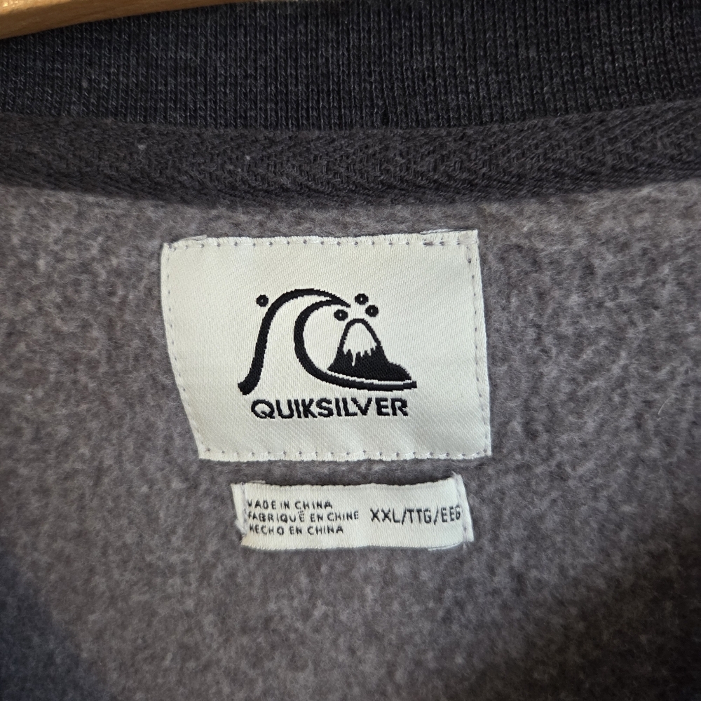 Quicksilver Men’s GreyBlack Sweatshirt Pullover Crewneck Surf Logo Plus Size XXL - Picture 7 of 14